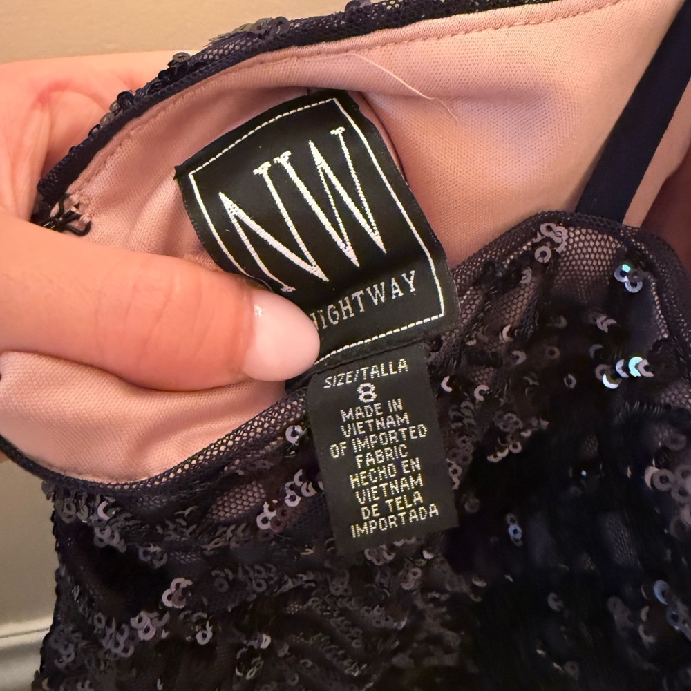 Night Way Collections Sequin Lace Chemise - Black